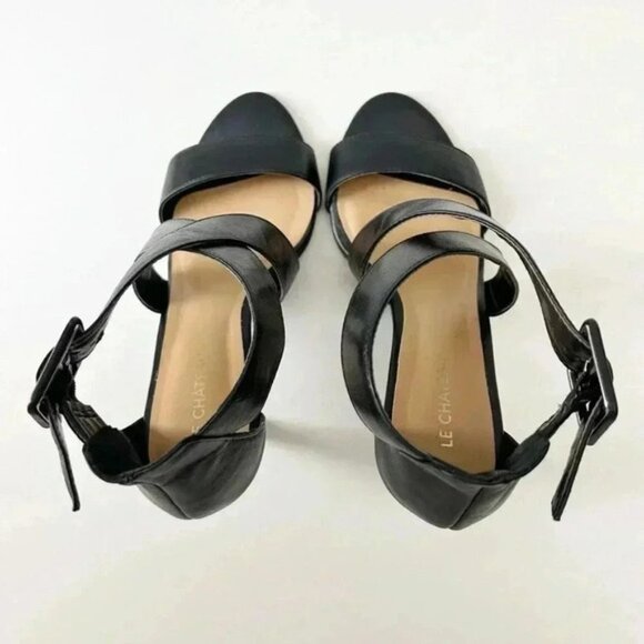 Le Chateau Strappy Leather Sandals High Heel Stilettos Black Size 7.5 - Picture 7 of 16